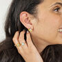 Clear Crystal Gold Plated Minimalist Fan Earrings, thumbnail 2 of 4