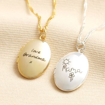 Personalised 'Your Drawing' Oval Locket Necklace, 3 of 3