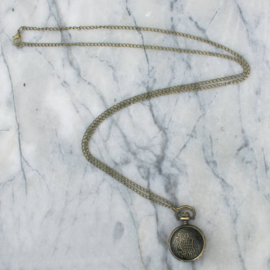 owl locket clock necklace by hayley & co | notonthehighstreet.com