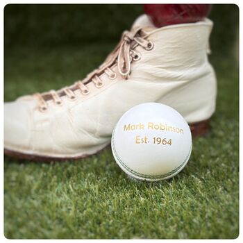 Personalised Vintage White Leather Cricket Ball, 7 of 12