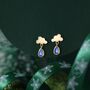 Dainty Cloud And Moonstone Raindrop Stud Earrings, thumbnail 3 of 9