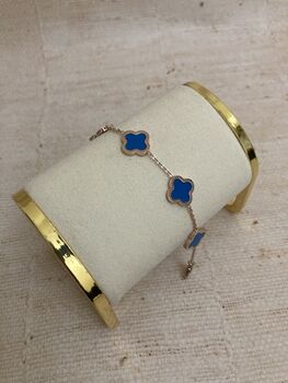 Adina Rose Gold Blue Clover Bracelet, 2 of 6