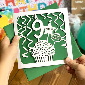 Personalised Cupcake 9th Birthday Card, 2 of 4
