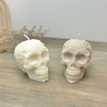 Floral Skull Candle Gothic Halloween Decor Autumn Gift, 2 of 10