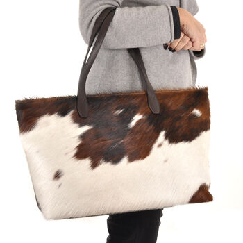Vondie And Will Chocolate Tote Bag With Calf Hair, 4 of 5