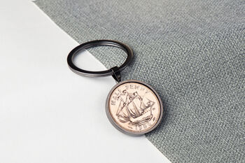 1956 70th Birthday Half Penny Coin Keyring, 4 of 5