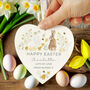 Personalised Spring Bunny Wooden Heart Ornament, thumbnail 1 of 4