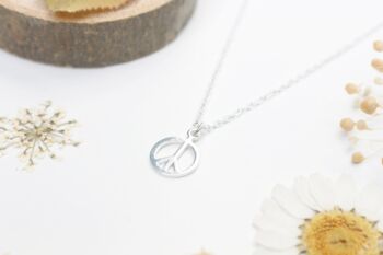 Sterling Silver Peace Sign Necklace, 5 of 6
