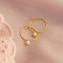 Simple Gold Plated Pearl Hoop Earrings, thumbnail 3 of 7