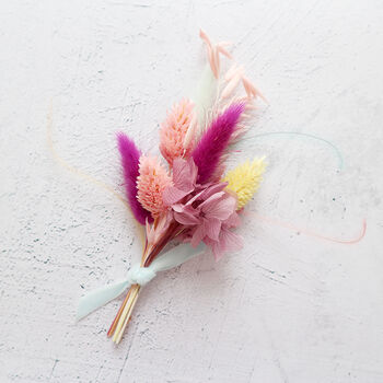 ‘Vegas’ Bright Dried Flower Buttonhole Corsage, 3 of 4