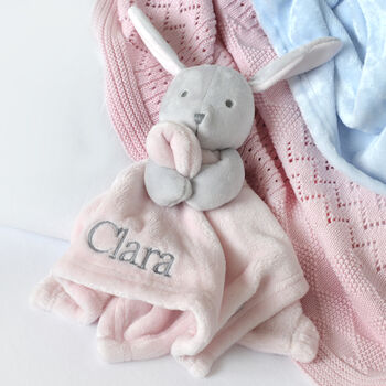 Personalised Pink Bunny Rabbit Baby Comforter, 2 of 12