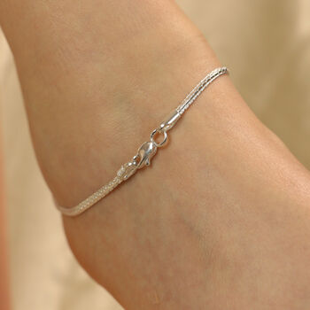 Pure Silver Slim Chain Silver Indian Payal Anklet, 2 of 8