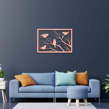 Handmade Wooden Birds On Branches Wall Art For Living Room Decor, 5 of 9