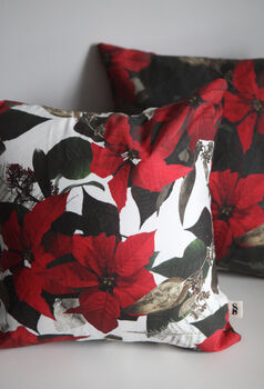 Poinsettia Cushion Cover White, 5 of 8