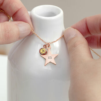 Personalised Rose Gold Star Birthstone Crystal Necklace, 4 of 12