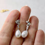 Sterling Silver Crystal And Pearl Drop Earrings, thumbnail 3 of 11