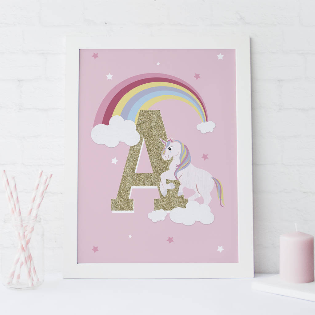 Personalised Unicorn Childs Initial Print