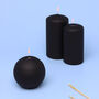 G Decor Henry Velvet Matt Soft Touch Smooth Black Pillar Candles, thumbnail 1 of 5