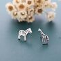 Mismatched Zebra And Giraffe Stud Earrings In Sterling Silver, thumbnail 6 of 11