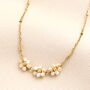 Triple Flower Barrel Chain Gold Necklace, thumbnail 1 of 2