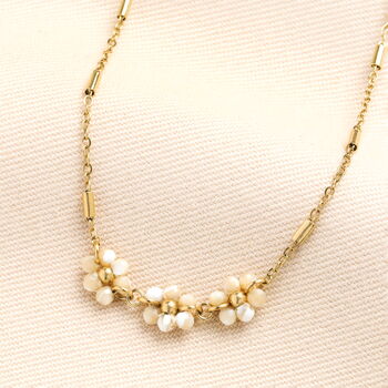 Triple Flower Barrel Chain Gold Necklace, 2 of 4