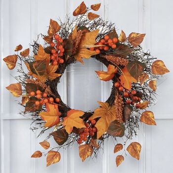 Light Up Maple Leaf Autumn Rattan Wreath, 4 of 7