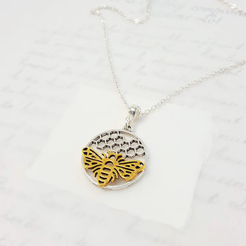 Stunning Bee And Honeycomb Necklace, 2 of 5