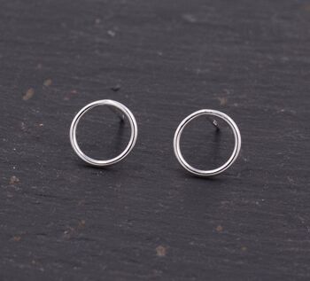 Sterling Silver Minimalist Open Circle Stud Earrings, 6 of 12