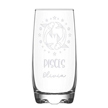 Personalised Engraved Star Sign Hi Ball Glass, 10 of 12