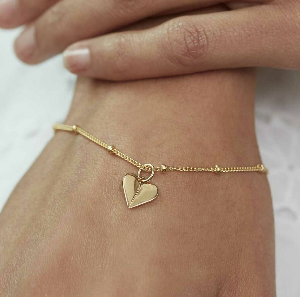 Initial Heart Charm Bracelet Silver, Gold/Rose Vermeil, 1 of 5