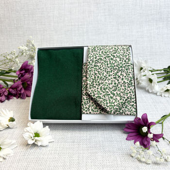 Emerald Floral Cotton Wedding Tie Set, 3 of 4