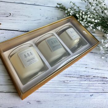 Xmas Candle Gift Set X3 Aromatherapy Blends Home Fragrance Gift Box, 3 of 10