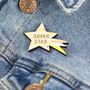 Superstar Wooden Pin Badge, thumbnail 2 of 3