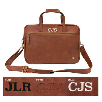 Personalised Leather Compact Laptop Satchel, 10 of 12