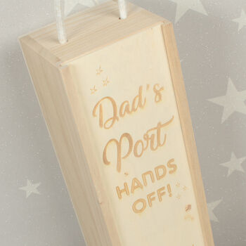 Personalised Hands Off Engraved Wooden Bottle Box, 2 of 4
