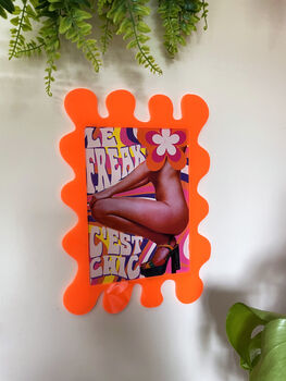 Neon Orange Wall Print Blobby Frame Free Print Included, 2 of 10