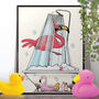 Flamingo In The Shower, Bathroom Artwork, thumbnail 1 of 8