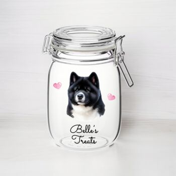 Personalised Akita Dog Treat Jar Pet Gift, 2 of 2
