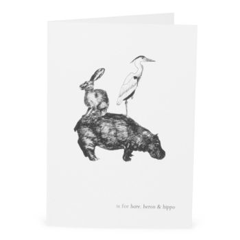 H Is For Hare, Heron And Hippo Card, 2 of 2