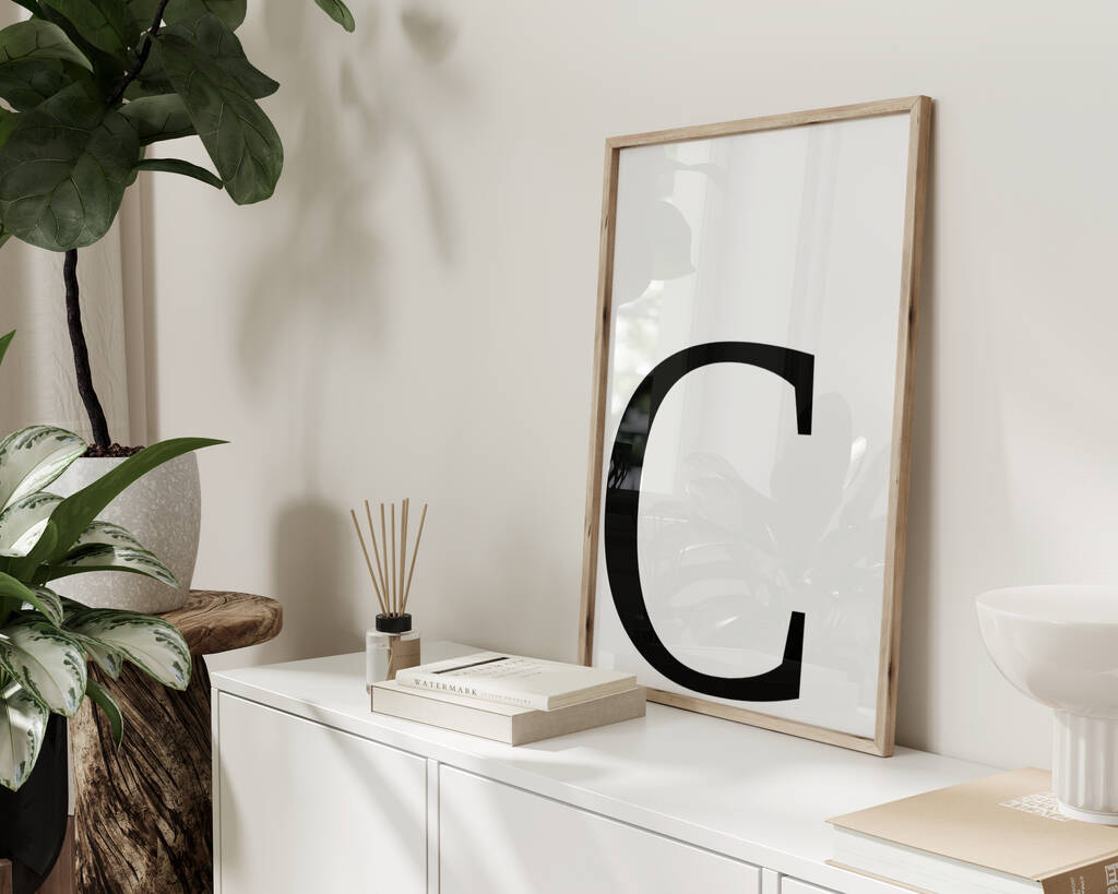 Personalised Bold Uppercase Initial Wall Print, 1 of 5