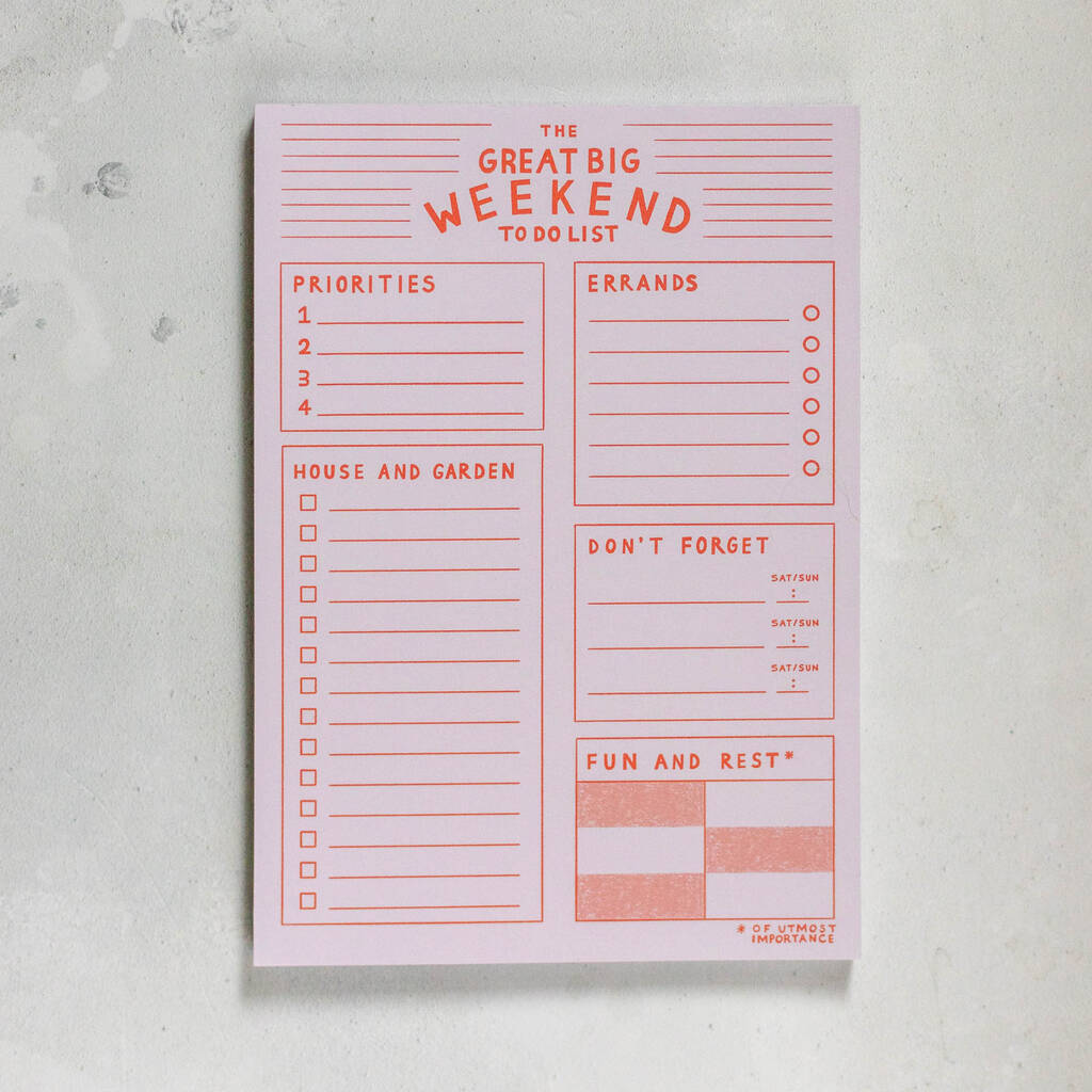 The Great Big Weekend To Do List A5 Pad, 1 of 3