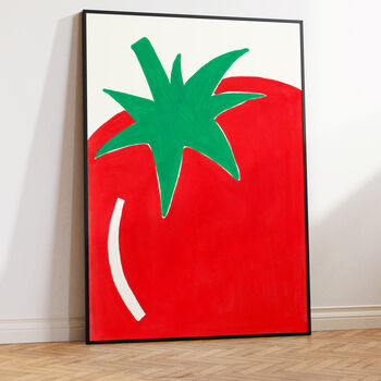 Large Tomato Hand Drawn Fruit Illustration And Playful Kitchen Wall Art, 5 of 5