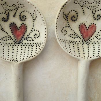 Framed Set Of Five Handmade Ceramic Spoons, 3 of 3
