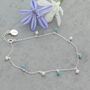 Turquoise And Pearl Personalised Ankle Bracelet, thumbnail 1 of 3