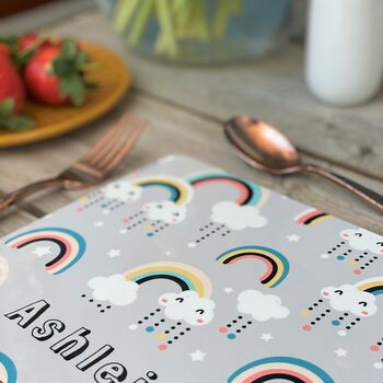 Rainbows Personalised Placemat With Rainbows And Stars, 3 of 7