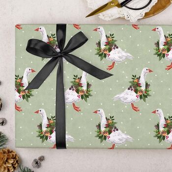 Three Sheets Of Traditional Goose Wrapping Paper, 2 of 2