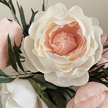 Paper Peony Bouquet With Preserved Eucalyptus, 4 of 6
