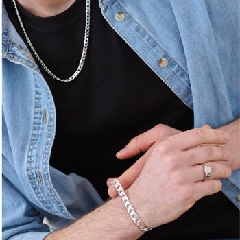 Sterling Silver Curb Chain Bracelet 8mm, 3 of 3