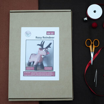 Rosy Reindeer Kit Letterbox Stitch Kit, 2 of 6