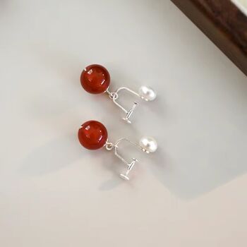 Estelle Ivory Silver Pearl Ball Charm Gift Earrings, 4 of 6